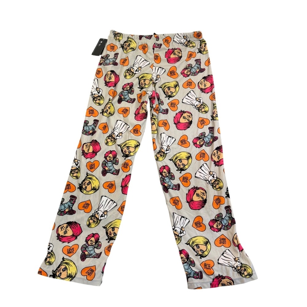 Chucky Bride of Chucky Pajama Pants Womens Medium NWT Love Hurtsβ Fleece Lounge
